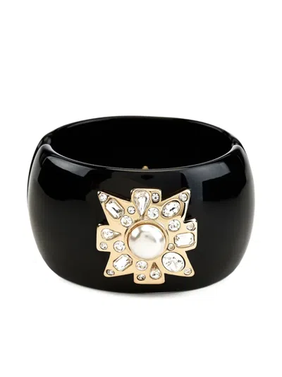 Kenneth Jay Lane Pearl-embellished Bangle Bracelet In Black