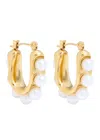 Kenneth Jay Lane Pearl-embellished Hoop Earrings In Gold
