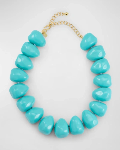 Kenneth Jay Lane Pebble Necklace In Turquoise In Gold