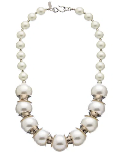 Kenneth Jay Lane Plated 12-21mm Faux Pearl Graduated Necklace