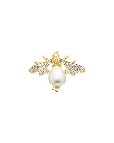 Kenneth Jay Lane Plated 18mm Pearl Pin Brooch In Gold