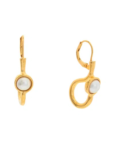 Kenneth Jay Lane Plated 6mm Faux Pearl Dangle Earrings