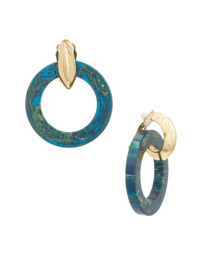 Kenneth Jay Lane Plated Doorknocker Earrings In Blue