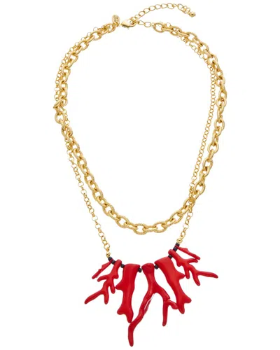 Kenneth Jay Lane Plated Layer Necklace In White