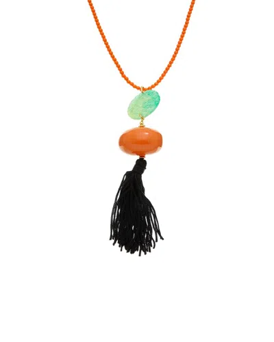 Kenneth Jay Lane Plated Pearl Tassel Necklace In Multi