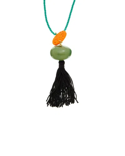 Kenneth Jay Lane Plated Tassel Necklace In Multi