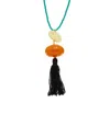 Kenneth Jay Lane Plated Tassel Necklace In Multi