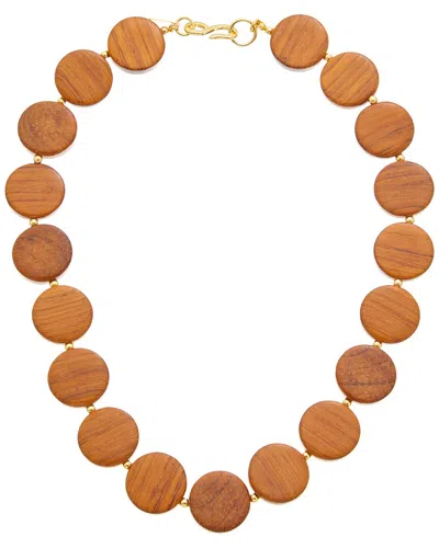 Kenneth Jay Lane Plated Wood Necklace In Gold