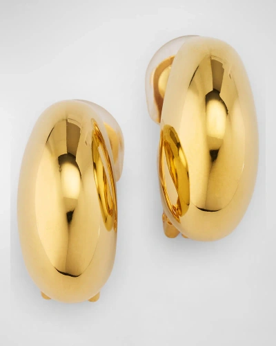 Kenneth Jay Lane Polished Half Hoop Tapered Clip Earrings In Gold
