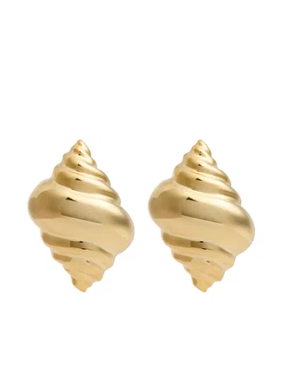 Kenneth Jay Lane Polished Shell Post Earrings In Gold