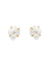 Kenneth Jay Lane Pearl Rhinestone Earrings In White/gold
