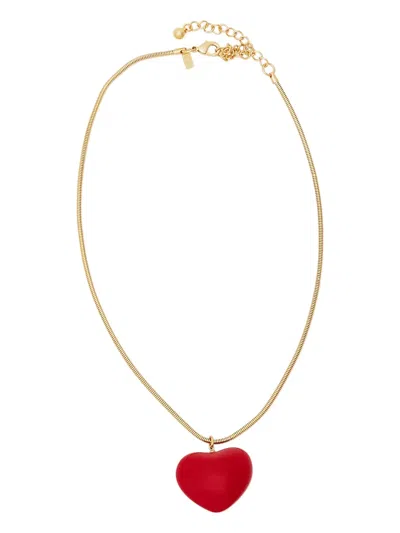 Kenneth Jay Lane Puff Heart-charm Necklace In 金色
