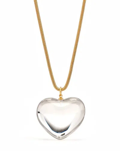 Kenneth Jay Lane Puff Heart-charm Necklace In 金色