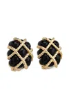 Kenneth Jay Lane Quilted Black Clip-on Earrings In Black