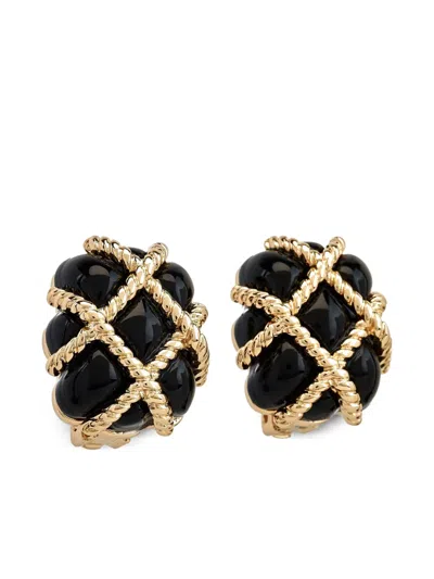 Kenneth Jay Lane Quilted Black Clip-on Earrings