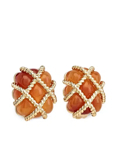 Kenneth Jay Lane Quilted Gold-tone Clip-on Earrings