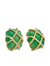 Kenneth Jay Lane Quilted Jade Clip-on Earrings In Green
