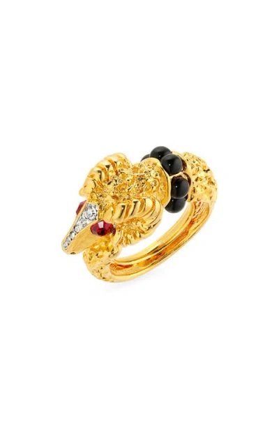 Kenneth Jay Lane Ram Head Adjustable Ring In Gold