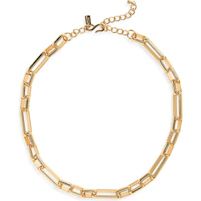 Kenneth Jay Lane Rectangle Link Chain Necklace In Gold
