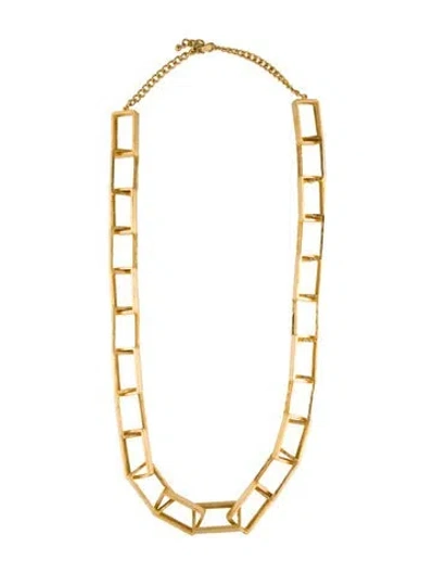Pre-owned Kenneth Jay Lane Rectangular Link Chain Necklace, 36" In Multi