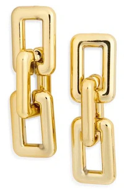 Kenneth Jay Lane Rectangular Link Drop Earrings In Polished Gold