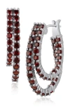 Kenneth Jay Lane Red Cubic Zirconia Double Hoop Earrings