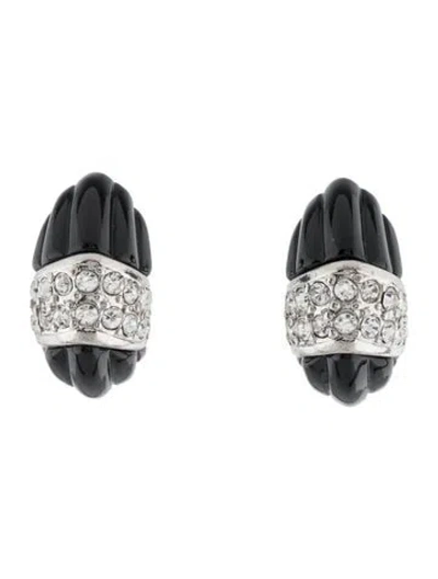 Pre-owned Kenneth Jay Lane Resin & Crystal Clip-on Earrings In Multi
