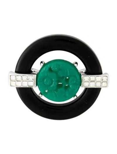 Pre-owned Kenneth Jay Lane Resin & Crystal Pin Brooch In Multicolor