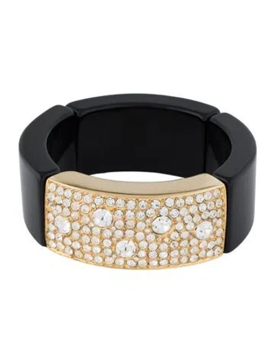 Pre-owned Kenneth Jay Lane Resin & Crystal Stretch Bangle Bracelet, 7" In Multi