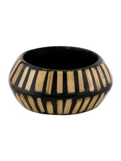 Pre-owned Kenneth Jay Lane Resin And Wood Bangle, 8.25" In Multi