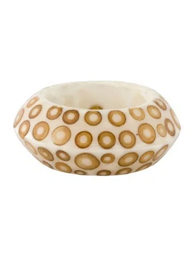 Pre-owned Kenneth Jay Lane Resin & Wood Bangle Bracelet, 8.25" In Multi
