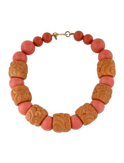 Pre-owned Kenneth Jay Lane Resin Bead Strand Choker Necklace, 17" In Multi