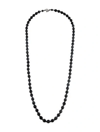 Pre-owned Kenneth Jay Lane Resin Beaded Long Necklace, 30" In Black