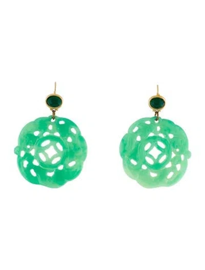 Pre-owned Kenneth Jay Lane Resin Carved Drop Earrings In Multi