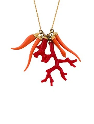 Pre-owned Kenneth Jay Lane Resin Chain Link Charm Pendant Necklace, 18.75"