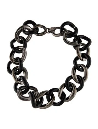 Pre-owned Kenneth Jay Lane Resin Chain Necklace, 18" In Black