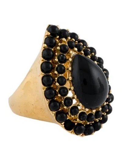 Pre-owned Kenneth Jay Lane Resin Cocktail Ring In Black