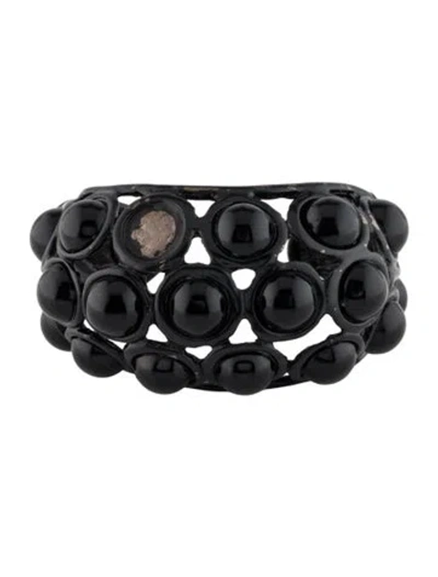 Pre-owned Kenneth Jay Lane Resin Cuff Bracelet, 6.75" In Black