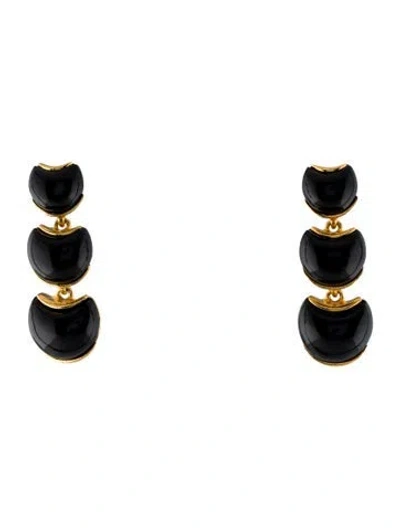 Pre-owned Kenneth Jay Lane Resin Half Moon Drop Earrings In Black