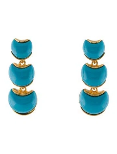 Pre-owned Kenneth Jay Lane Resin Half Moon Earrings In Blue