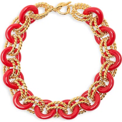 Kenneth Jay Lane Resin Link Toggle Necklace In Red