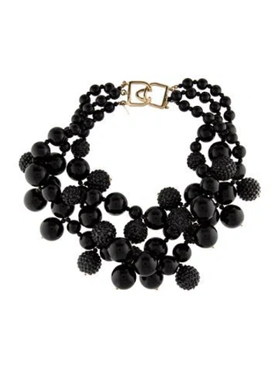 Pre-owned Kenneth Jay Lane Resin Multistrand Bead Necklace, 18.5" In Black