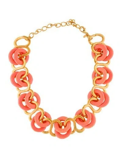Pre-owned Kenneth Jay Lane Resin Rings Link Necklace In Multi