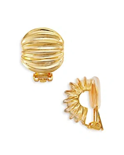 Kenneth Jay Lane Ribbed Button Clip On Earrings In Gold