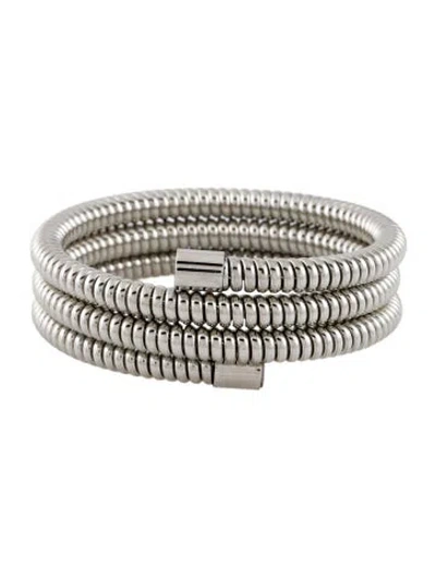 Pre-owned Kenneth Jay Lane Ribbed Coil Bangle Bracelet, 7" In Multi