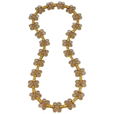Pre-owned Kenneth Jay Lane Rock Crystal Chain In Brown