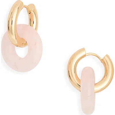 Kenneth Jay Lane Rose Quartz Hoop Earrings
