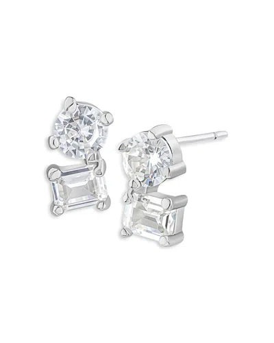 Kenneth Jay Lane Round & Emerald Cut Cubic Zirconia Stud Earrings In Gray