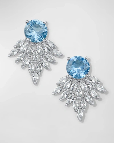 Kenneth Jay Lane Round And Marquise Cluster Cubic Zirconia Drop Earrings, 4tcw In Aqua