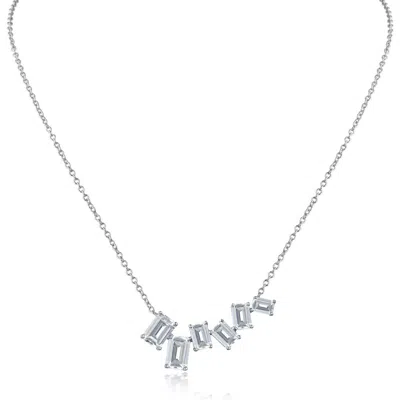 Kenneth Jay Lane Scatter Emerald Cubic Zirconia Necklace In Clear/silver